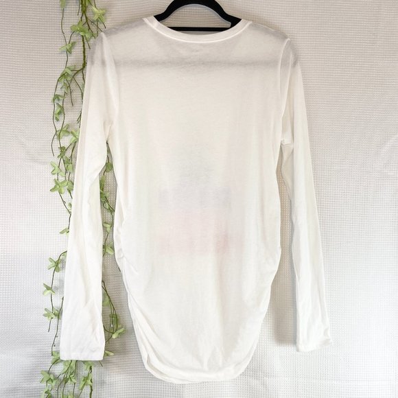 Motherhood Maternity Long Sleeve Scoop Neck Side Ruched T-Shirt White Sm… - Picture 4 of 8